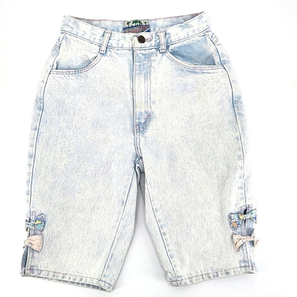 Vintage 80s LA Joe Jean Shorts Womens Large Blue Acid Denim High Rise Barrel Leg